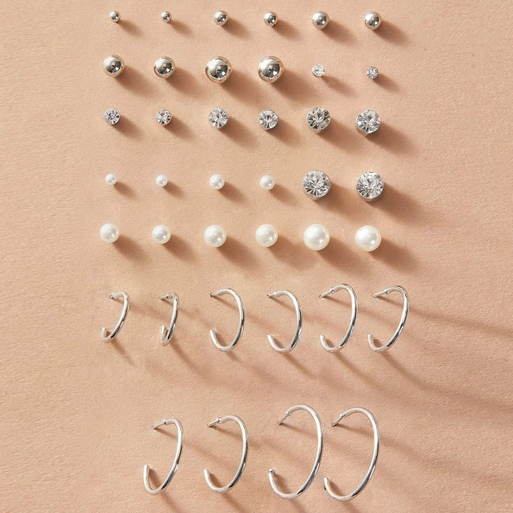 Pearl zircon earrings set