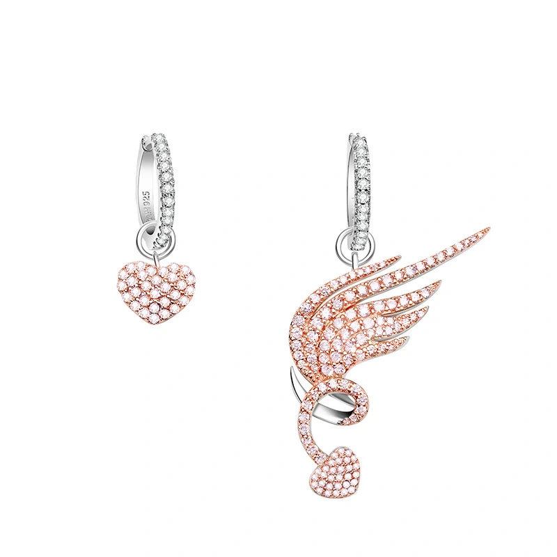 S925 Sterling Silver Micro Inlaid Diamond Angel Wing Earrings