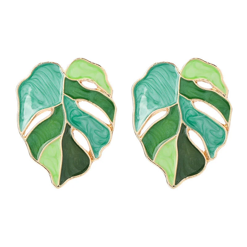 Alloy drop oil earrings Hollow leaf earrings