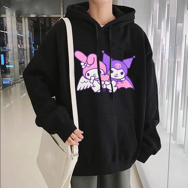 Fashion Cartoon Pattern Loose Hooded Sweatshirt