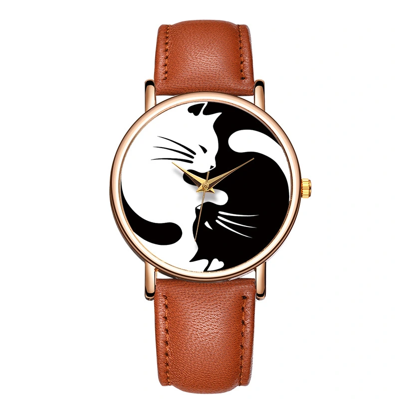 Black and white cat design creative watch