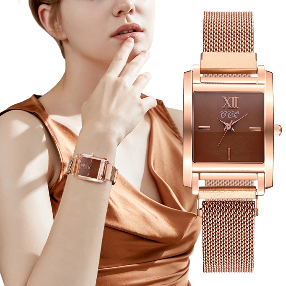 Creative rose gold square dial all-match watch