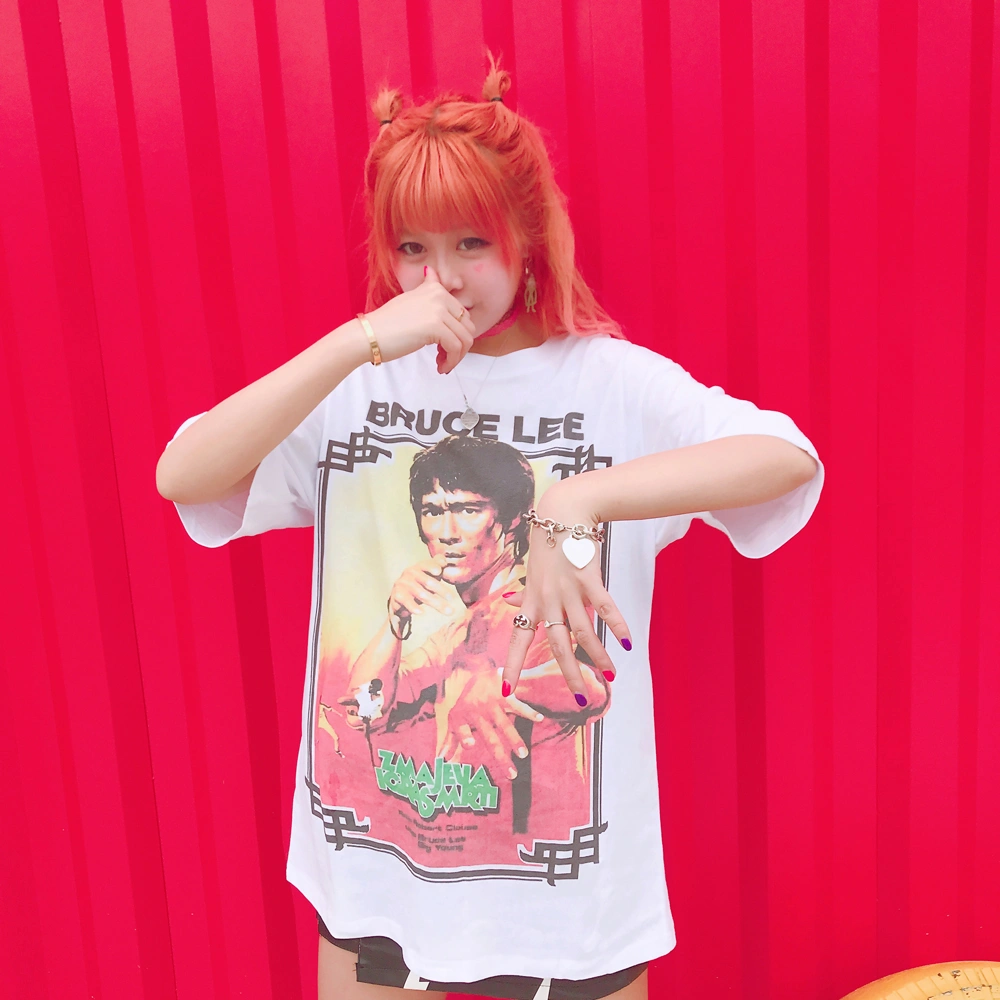 Printed retro characters loose men and women tide T-shirt