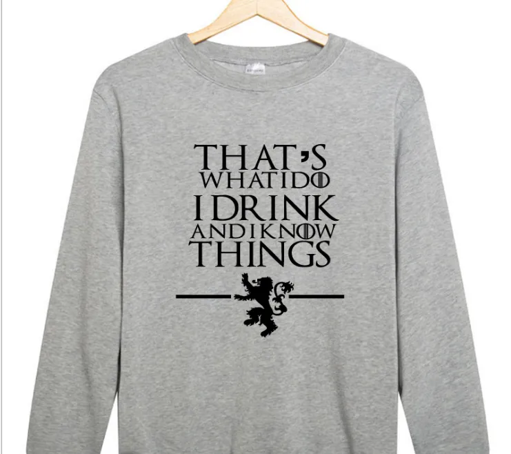 Cotton terry THAT'S WHAT I DO I DRINK letter printing