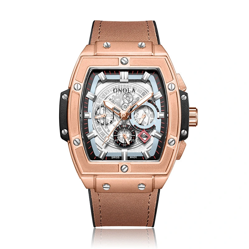 Barrel-shaped multi-function quartz men's watch