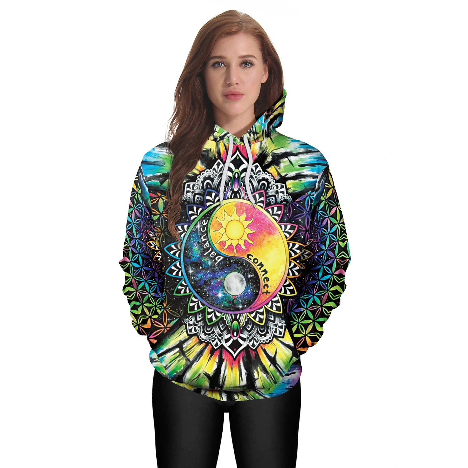Ladies printed loose sweatshirt