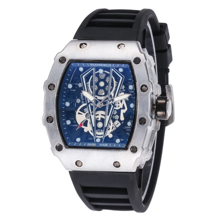 Hollow Flower Ghost Head Silicone Band Quartz Men's Watch