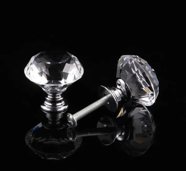 High-grade k9 glass crystal handle Single hole round handle Cabinet drawer handle