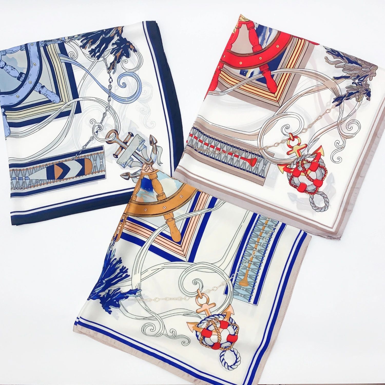 Sun shading printed silk scarf