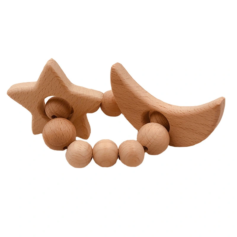 Food grade beech wood animal molar pacifier chain