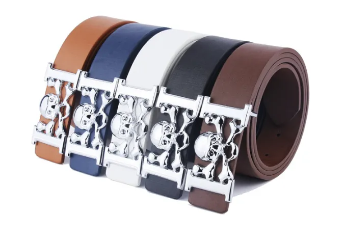 Student decorative skull smooth buckle belt