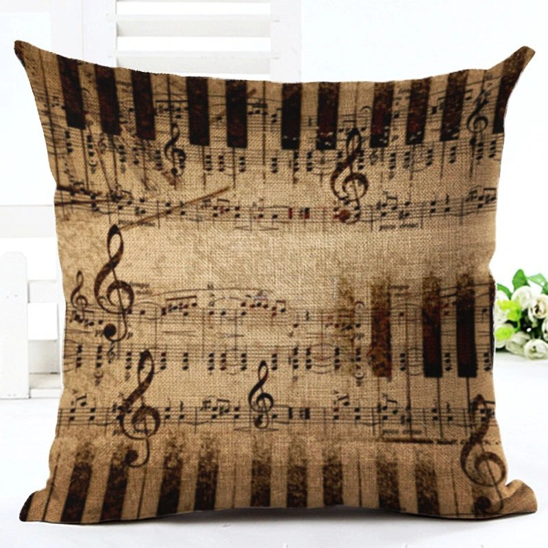 Gajjar Pillow Case 45*45 Musical Note Painting Linen Throw Pillow Case Home Dropshipping support pillows for neck (China)