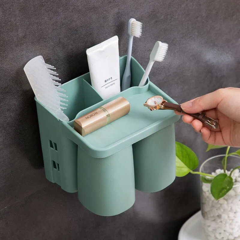 Wall-mounted toothbrush holder