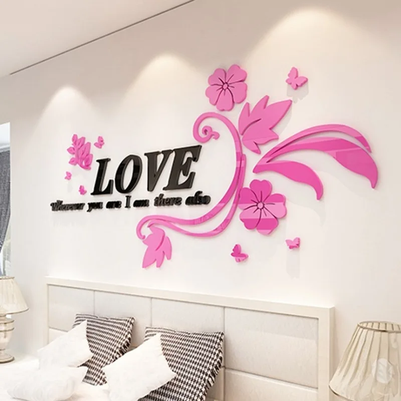 LOVE Flower Vine 3D Wall Sticker Decoration