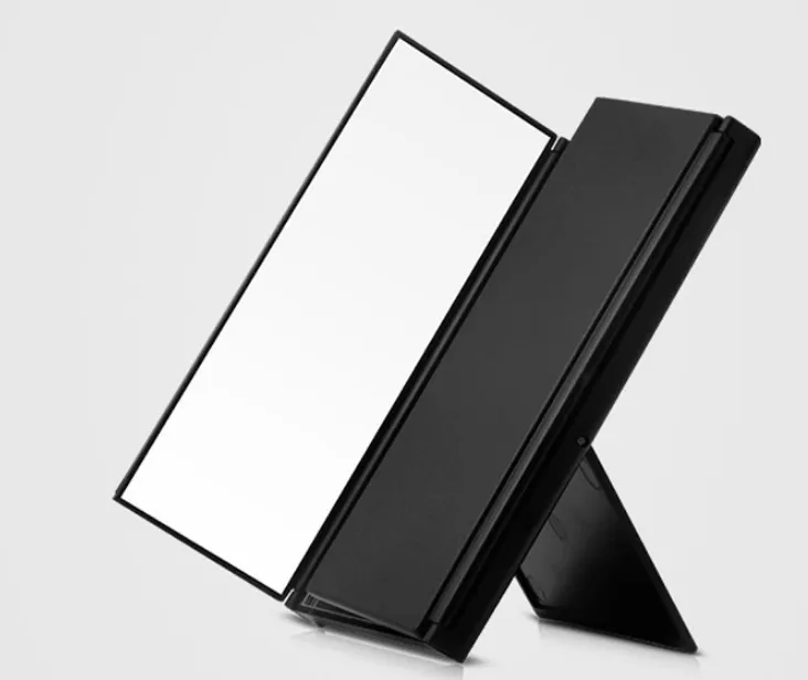 LED tri-fold mirror with light folding vanity mirror LED vanity mirror desktop portable mirror
