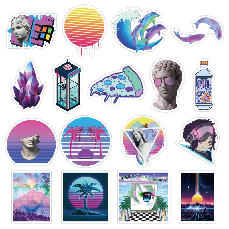 50 Steam wave suitcase stickers