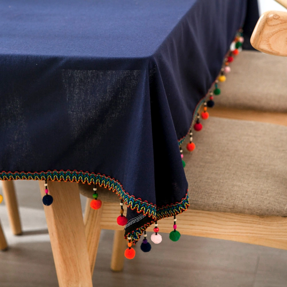 Tassel cotton linen tablecloth