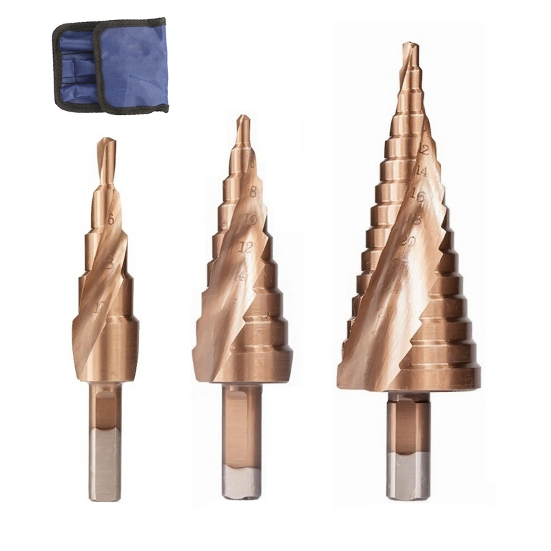 Three M35 Step Drill Pagoda Drill Triangle Shank Spiral Grooves