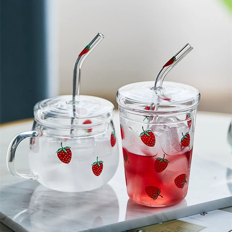 Cute girly heart strawberry glass