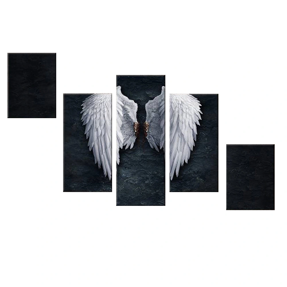 A Frameless Canvas Painting Of Angel Wings