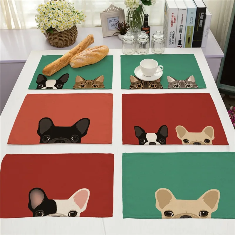 Printed cotton and linen western placemat