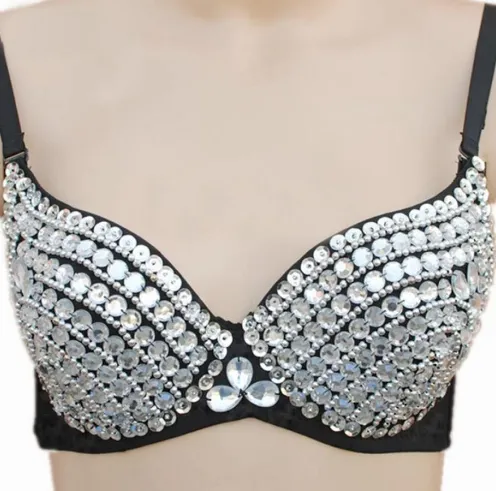 Punk Lady Goth Diamante Costume Bra