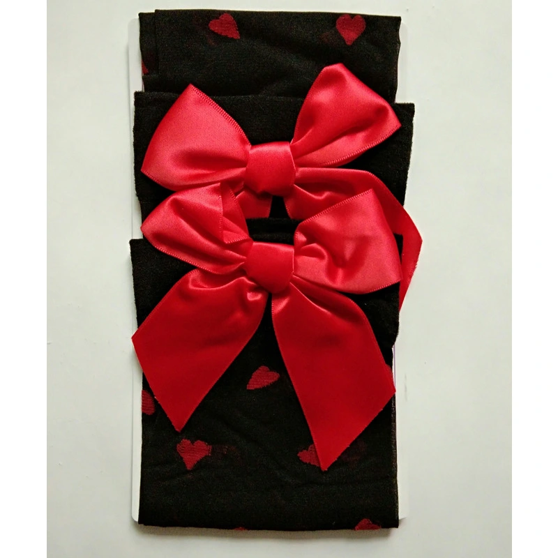 Lovely Red Big Bow Heart Printed Stockings