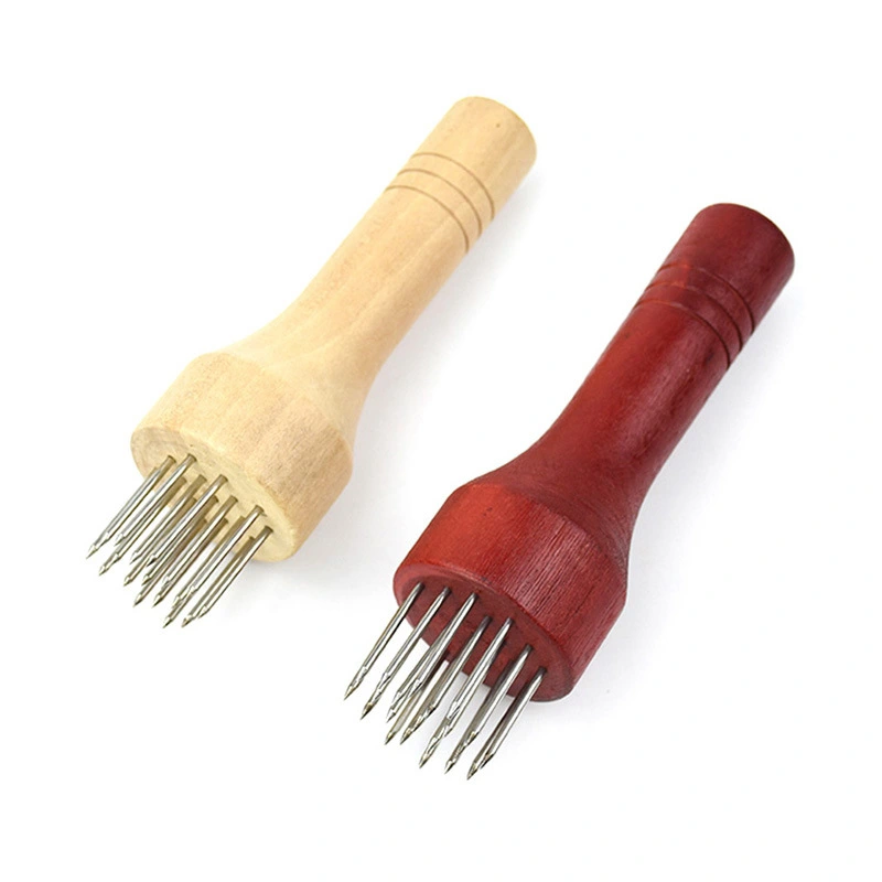 Kitchen meat tenderizer with wooden handle