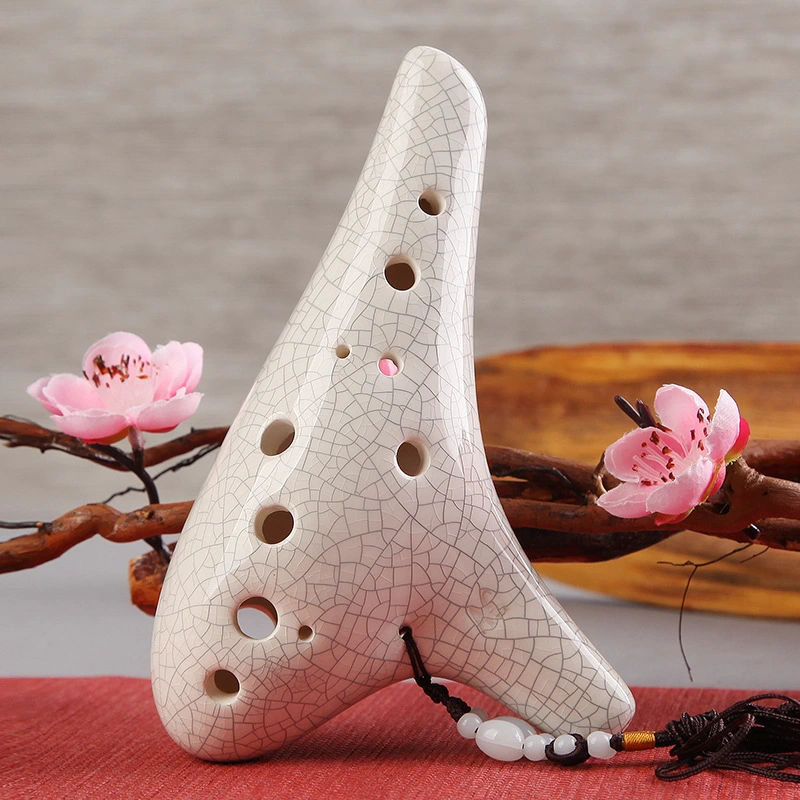 12 hole C tone white crack ocarina