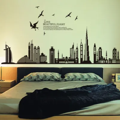 City building silhouette creative diy self-adhesive wall sticker