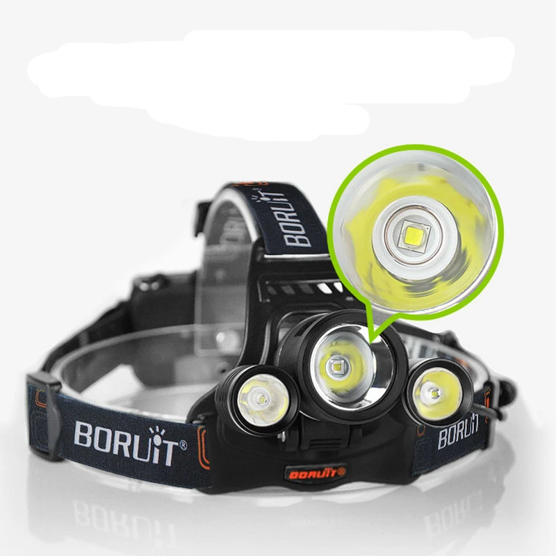 High-power headlights 3LED XM-L2 glare rechargeable flashlight camping fishing headlights