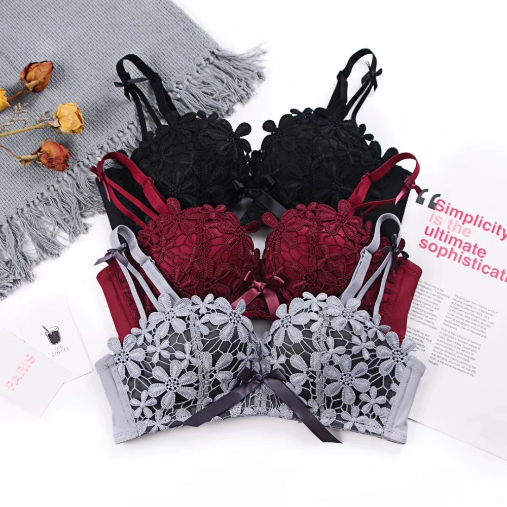 Lace embroidered brassiere bra