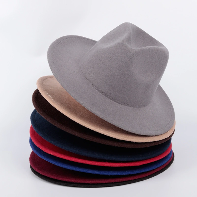 Jazz Hat Female British Retro Flat-Brimmed Woolen Felt Hat