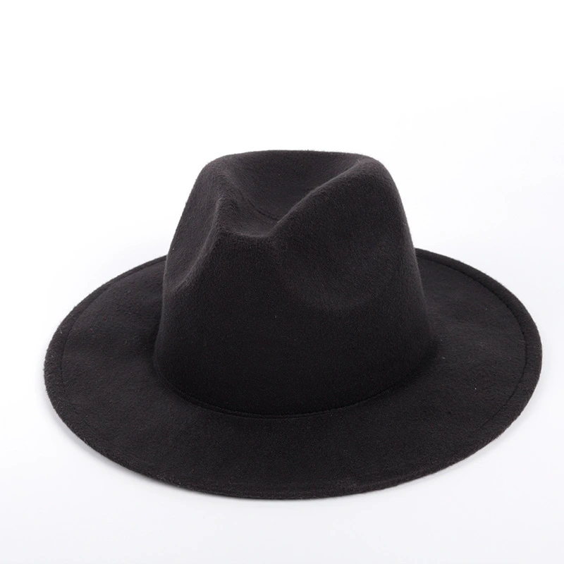 Jazz Hat Female British Retro Flat-Brimmed Woolen Felt Hat