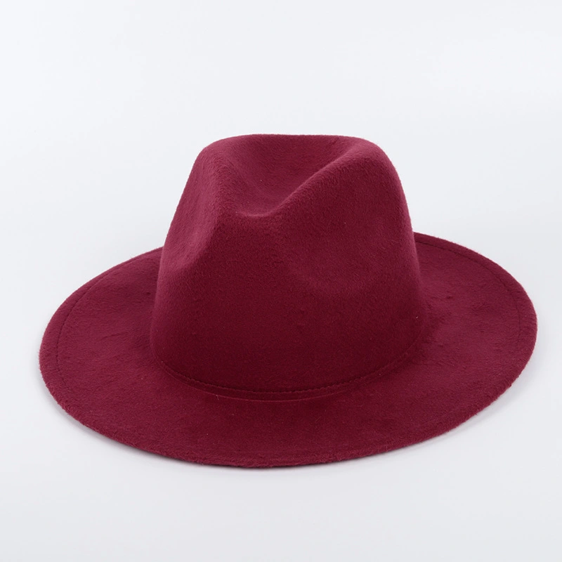 Jazz Hat Female British Retro Flat-Brimmed Woolen Felt Hat