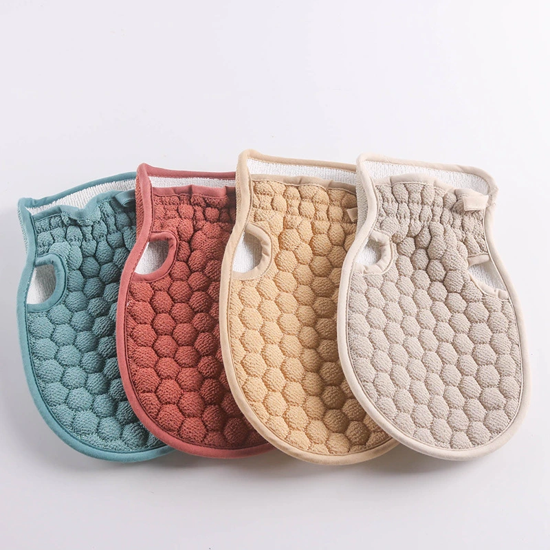 Pure color honeycomb bathing gloves