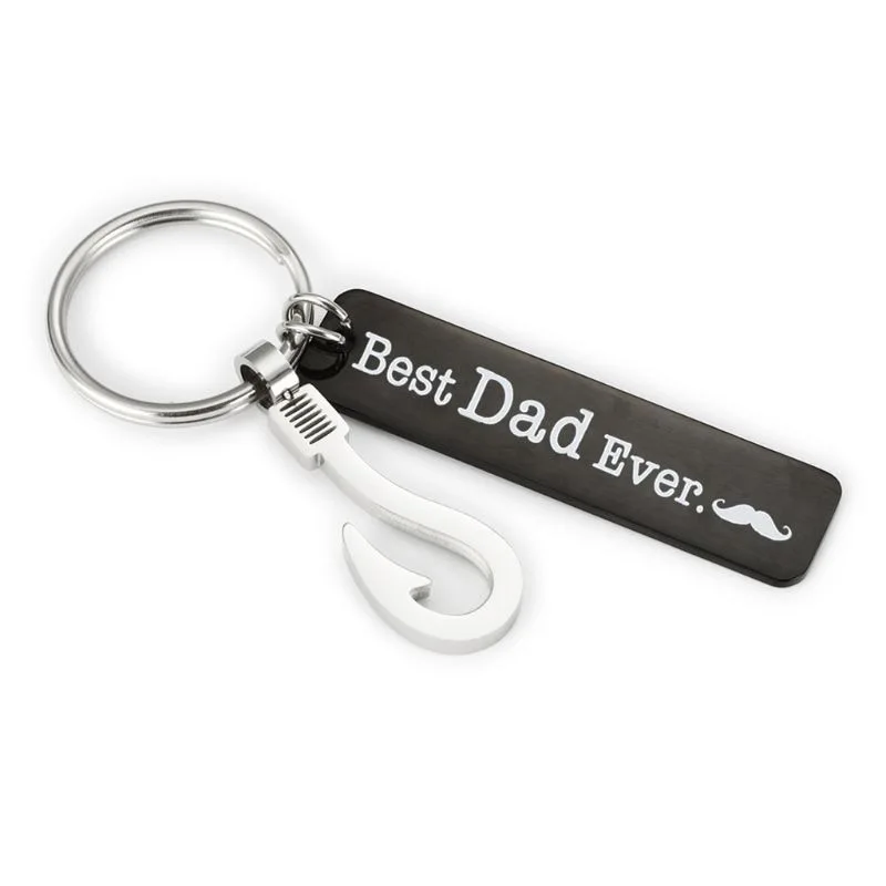 New stainless steel fish hook keychain Best Dad Ever