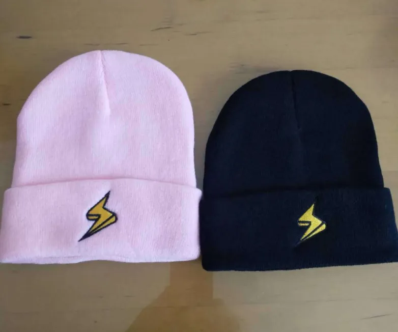 Lightning embroidery beanie