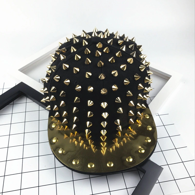 Punk style gold silver rivet men's and women's baseball hat