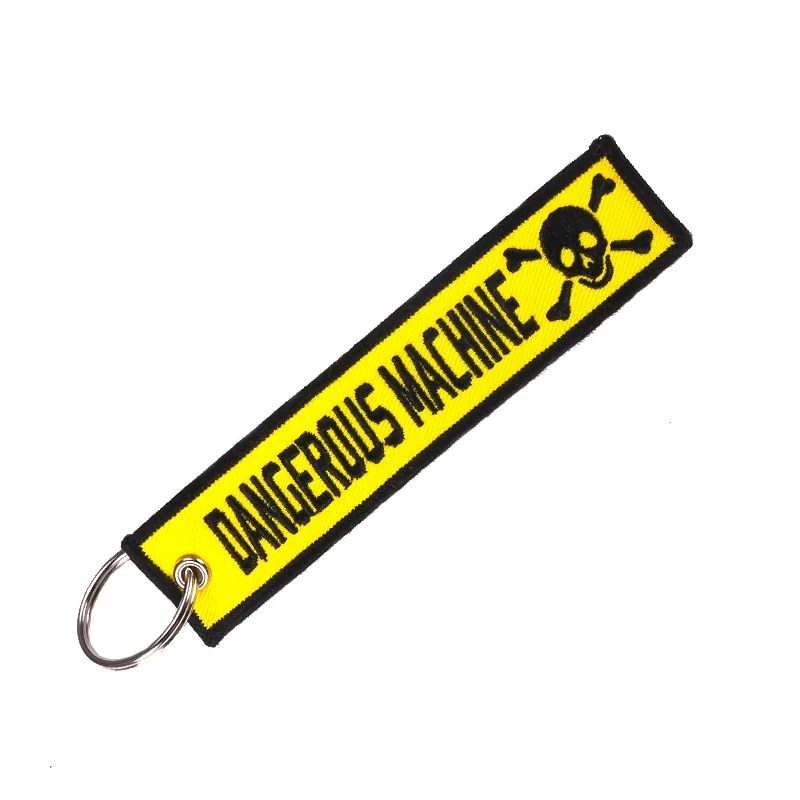 Dangerous machine embroidery keychain