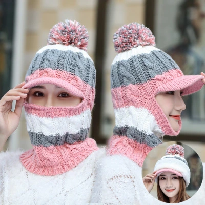Women's plush thick woolen hat earmuffs