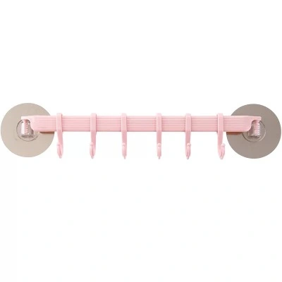 Six plastic hooks for bathroom