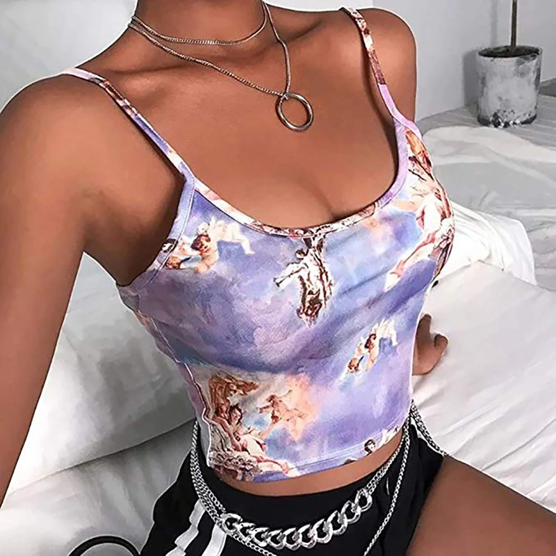 New love cupid print strap sexy vest