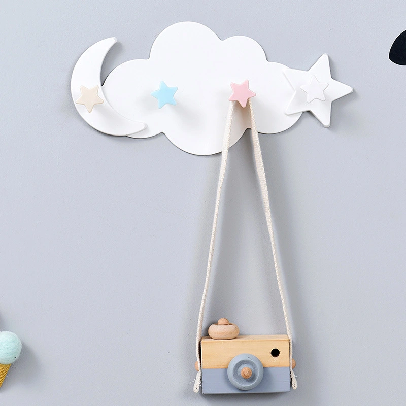 Creative star moon cloud shape without nails hat clothes hooks shelf hanging hanger