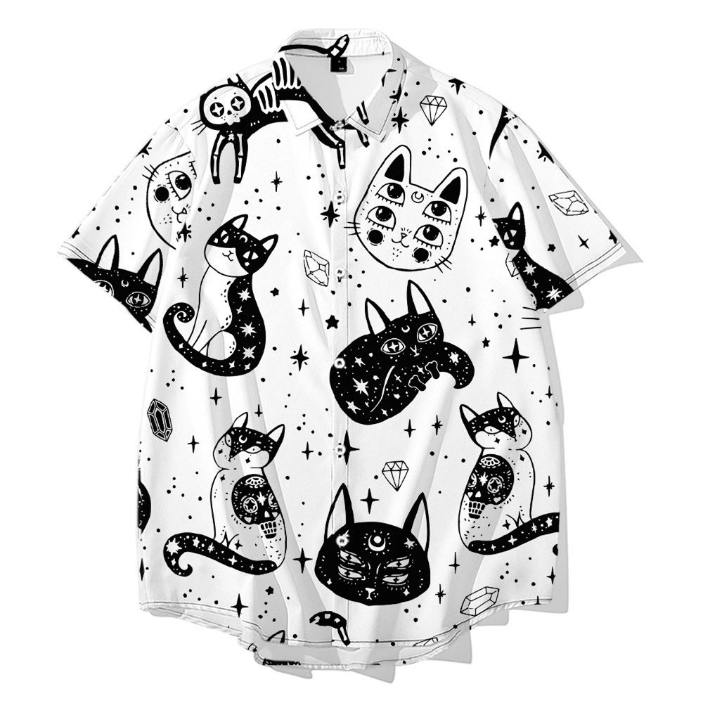 Cat Series Printed Short Sleeve Women's Shirt