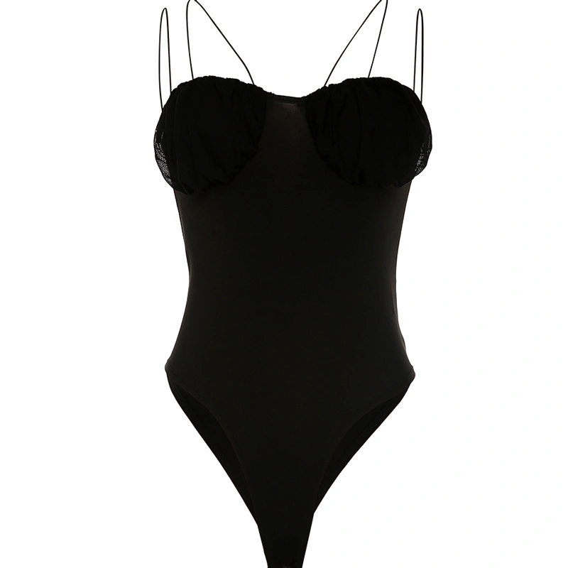 European and American style sexy black condole belt jumpsuit chic slender