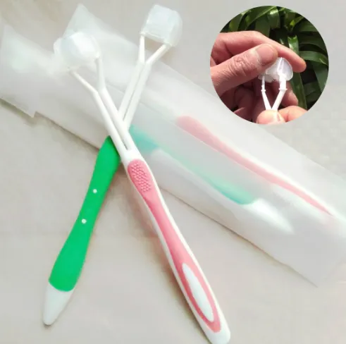 Three-headed toothbrush three-sided toothbrush