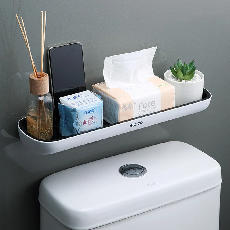 Hole-Free Wall-Mounted Bathroom Multifunctional Drain Storage Rack