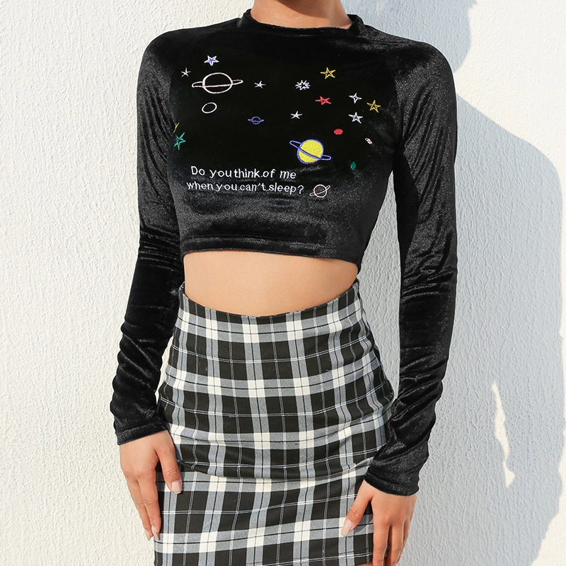 Star Embroidered Long Sleeve Navel Pack