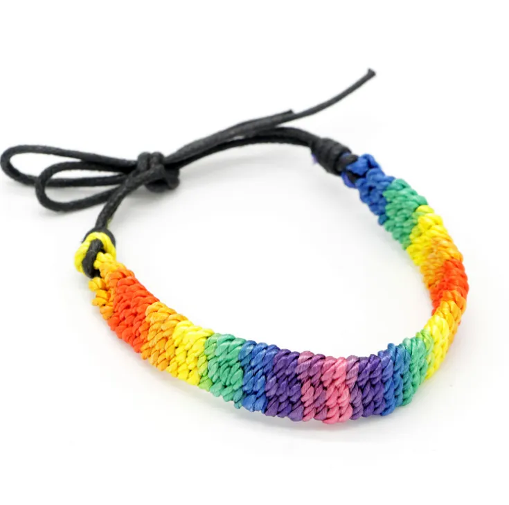 Same Sex Seven Color Rainbow Color Braided Hand Rope Bracelet